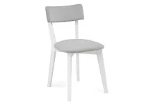 Деревянный стул Гилмар серый велюр / белый 515982 Woodville, серый/велюр, ножки/массив бука дерево/белый, размеры - ****440*560