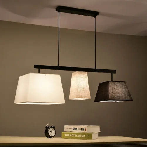 Светильник подвесной Parecchi Black L117 Square section 102006-26 ImperiumLoft белый бежевый на 5 ламп, основание чёрное в стиле современный фото 13