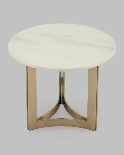 Журнальный столик Кассия 60*60, светлая керамика, сталь шампань УТ000041499 Stool Group столешница белая из мрамор фото 3