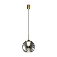 Светильник подвесной LED Fume FR5399PL-L4BS2 Freya серый чёрный на 1 лампу, основание латунь в стиле современный 