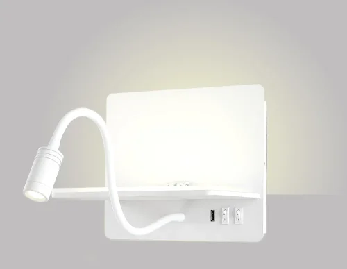 Бра с выключателем LED с usb CLT 226W250USB WH Crystal Lux белый на 1 лампу, основание белое в стиле минимализм современный гибкая ножка фото 2