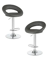 Стул барный набор 2 шт. SET-2 5001-LM MIRA , цвет сиденья серый, цвет основания хром Dobrin, /экокожа, ножки/металл/хром, размеры - 790*1020***535*470