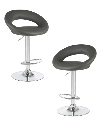 Стул барный набор 2 шт. SET-2 5001-LM MIRA , цвет сиденья серый, цвет основания хром Dobrin, /экокожа, ножки/металл/хром, размеры - 790*1020***535*470
