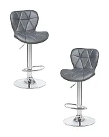 Стул барный набор 2 шт. SET-2 5022-LM BARNY, цвет сиденья серый, цвет основания хром Dobrin, /экокожа, ножки/металл/хром, размеры - 890*1100***460*540