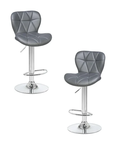Стул барный набор 2 шт. SET-2 5022-LM BARNY, цвет сиденья серый, цвет основания хром Dobrin, /экокожа, ножки/металл/хром, размеры - 890*1100***460*540 Стул барный набор 2 шт. SET-2 5022-LM BARNY, цвет сиденья серый, цвет основания хром Dobrin, /экокожа, ножки/металл/хром, размеры - 890*1100***460*540
