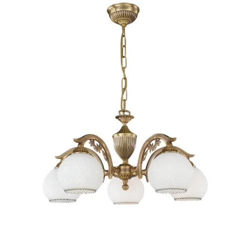 Люстра подвесная  L 8600/5 Reccagni Angelo белая на 5 ламп, основание античное бронза в стиле классический 