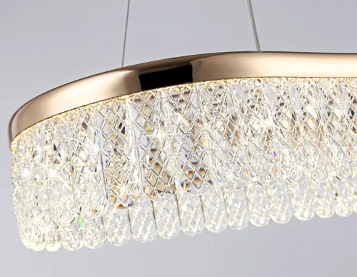 Люстра подвесная LED TR49737 Ambrella light прозрачная на 1 лампа, основание золотое в стиле современный хай-тек  фото 9