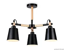 Люстра потолочная TR82206 Ambrella light чёрная на 3 лампы, основание чёрное в стиле скандинавский 