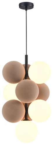 Светильник подвесной Berta WE237.10.006 Wertmark коричневый белый 4 лампы, основание чёрное в стиле современный молекула шар