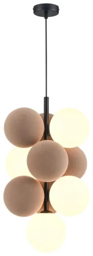 Светильник подвесной Berta WE237.10.006 Wertmark белый коричневый на 4 лампы, основание чёрное в стиле современный молекула шар Светильник подвесной Berta WE237.10.006 Wertmark белый коричневый на 4 лампы, основание чёрное в стиле современный молекула шар