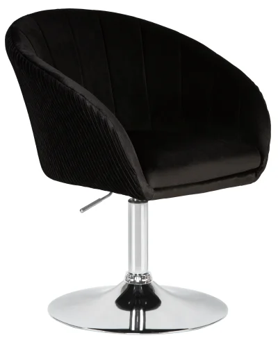 Кресло дизайнерское  8600-LM,  цвет сиденья черный велюр (1922-21), цвет основания хром Dobrin, чёрный/велюр, ножки/металл/хром, размеры - 750*900***600*570 фото 2
