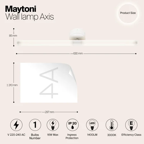 Бра LED Axis MOD106WL-L16W3K Maytoni белый на 1 лампу, основание белое в стиле современный фото 4
