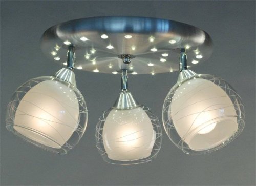 Люстра Самба+LED потолочная CL158132 Citilux прозрачная белая на 3 лампы, основание хром серое в стиле современный 