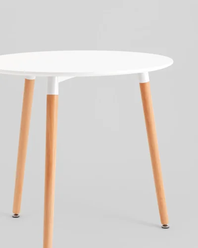 Стол круглый EAMES DST NEW D=80 белый на деревянных ножках УТ000039064 Stool Group столешница белая из мдф фото 4