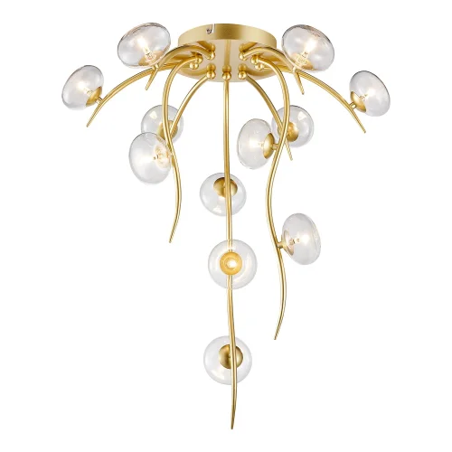 Люстра потолочная LSP-8875 Lussole прозрачная на 12 ламп, основание матовое золото в стиле современный флористика 