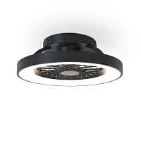 Люстра с вентилятором LED с пультом Tibet 7805 Mantra белая на 1 лампа, основание чёрное в стиле модерн хай-тек с пультом