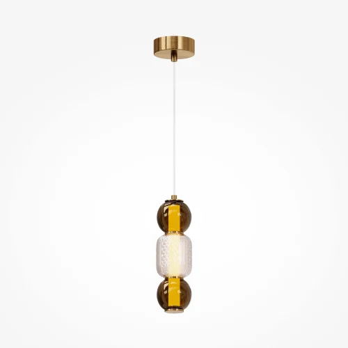 Светильник подвесной LED Drop MOD273PL-L16G3K Maytoni прозрачный янтарный 1 лампа, основание золотое в стиле современный арт-деко  фото 4