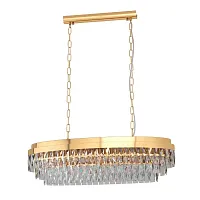 Люстра подвесная хрустальная Valparaiso 39462 Eglo прозрачная на 10 ламп, основание золотое в стиле классический 