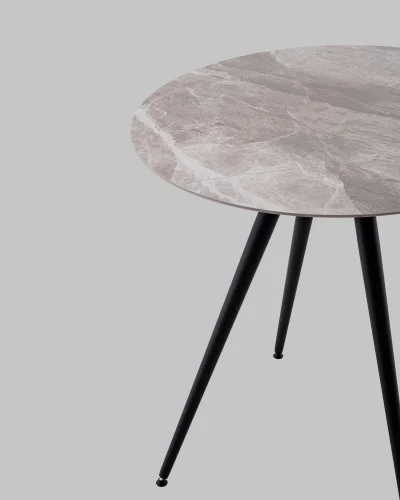 Стол Ники круглый, столешница керамика, Italian light grey  800 УТ000041255 Stool Group столешница серая из керамика фото 4