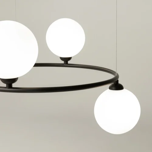 Люстра подвесная Ring MOD013PL-04B Maytoni белая на 4 лампы, основание чёрное в стиле современный шар фото 4
