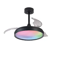 Люстра c вентилятором LED Siberia 8761 Mantra чёрная на 1 лампу, основание чёрное в стиле современный с пультом