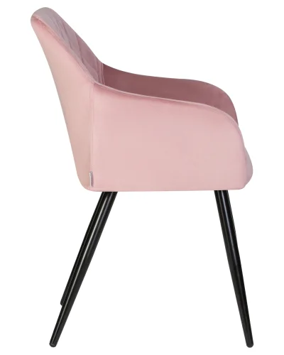 Стул обеденный 8266-LML ROBERT, цвет сиденья розовый велюр (V108-15), цвет основания черный Dobrin, розовый/велюр, ножки/металл/чёрный, размеры - ****555*605 фото 3