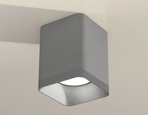 Светильник накладной XS7814003 Ambrella light серый 1 лампа, основание серое в стиле современный хай-тек квадратный фото 2