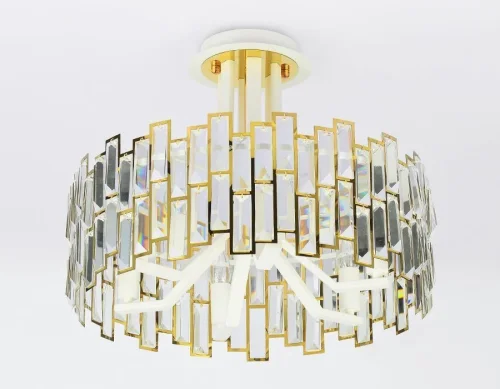 Люстра потолочная Traditional TR5051 Ambrella light прозрачная на 6 ламп, основание белое золотое в стиле арт-деко  фото 2