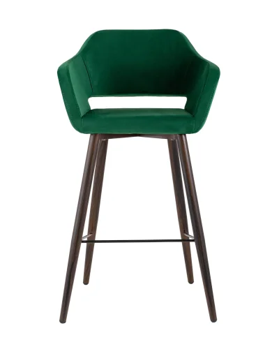 Стул барный Саймон велюр тёмно-зелёный УТ000025184 Stool Group, зелёный/велюр, ножки/металл/коричневый, размеры - ****610*650 фото 2