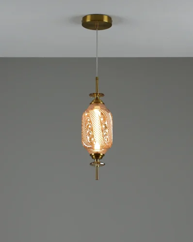 Светильник подвесной LED Tale V10910-PL Moderli янтарный 1 лампа, основание бронзовое в стиле современный выдувное фото 3