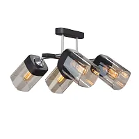 Люстра потолочная V4895-1/4PL Vitaluce янтарная на 4 лампы, основание чёрное в стиле арт-деко 