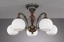 Люстра потолочная  PL 8920/5 Reccagni Angelo белая на 5 ламп, основание коричневое бронзовое в стиле классический 