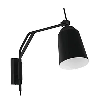 Бра с выключателем в розетку Loreto 900157 Eglo чёрный 1 лампа, основание чёрное в стиле современный лофт в розетку