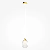 Светильник подвесной Aura MOD016PL-01BS1 Maytoni белый прозрачный на 1 лампу, основание латунь в стиле современный хай-тек 