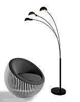 Торшер Валлсцот (Wallscot) LDF 8801-3 BK Lumina Deco чёрный на 3 лампы, основание чёрное в стиле современный 