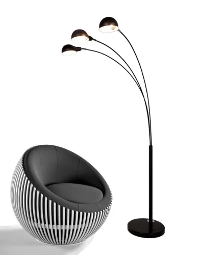 Торшер Валлсцот (Wallscot) LDF 8801-3 BK Lumina Deco чёрный на 3 лампы, основание чёрное в стиле современный 