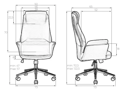Офисное кресло для руководителя 126B-LMR COLTON, цвет серый Dobrin, серый/экокожа, ножки/металл/хром, размеры - 1125*1225***650*650 фото 9