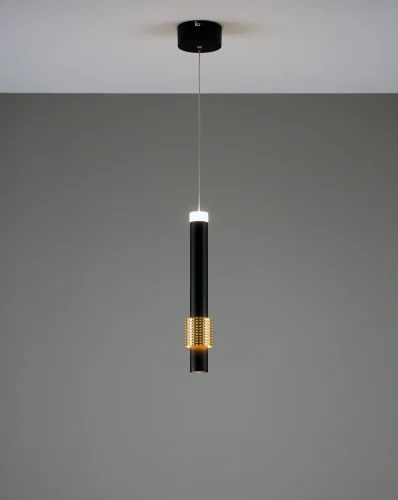 Светильник подвесной LED Elli V10884-PL Moderli чёрный золотой 1 лампа, основание золотое в стиле современный трубочки