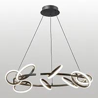 Люстра подвесная LED Kimble LSP-7419 Lussole белая чёрная на 8 ламп, основание чёрное в стиле хай-тек современный кольца