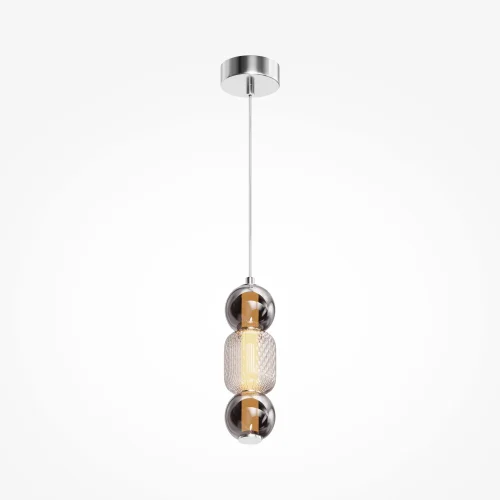 Светильник подвесной LED Drop MOD273PL-L16CH3K Maytoni прозрачный янтарный 1 лампа, основание хром в стиле современный арт-деко  фото 4