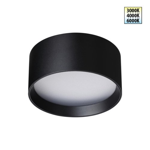 Светильник накладной LED с переключателем цветовой температуры Orbis 359597 Novotech белый чёрный на 1 лампу, основание чёрное в стиле современный хай-тек круглый