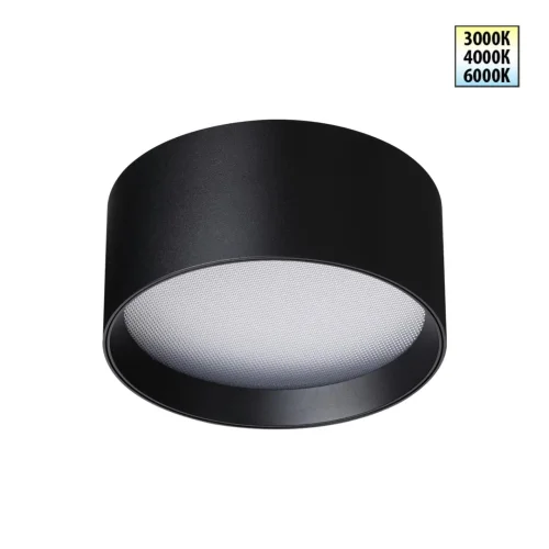 Светильник накладной LED с переключателем цветовой температуры Orbis 359597 Novotech белый чёрный на 1 лампу, основание чёрное в стиле современный хай-тек круглый