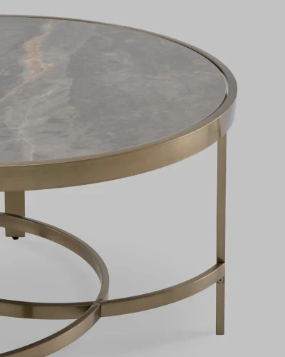 Журнальный столик Адриана 80*80, серая керамика, сталь шампань УТ000041496 Stool Group столешница серая из мрамор фото 4