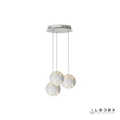 Светильник подвесной LED Mob P1009-3 WH iLedex белый на 1 лампу, основание белое в стиле современный хай-тек каскад шар