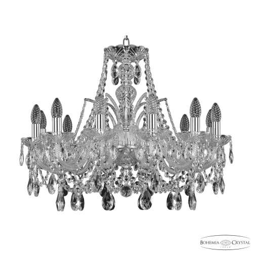 Люстра подвесная 105/12/240 Ni Bohemia Ivele Crystal без плафона на 12 ламп, основание прозрачное никель в стиле классический sp фото 2