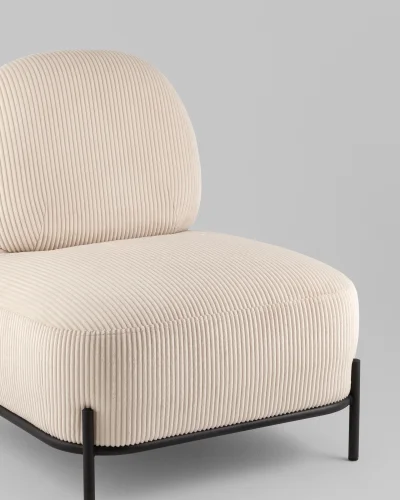 Кресло Стоун велюр рельефный молочный УТ000039986 Stool Group, молочный/велюр, ножки/металл/чёрный, размеры - *780***710*680мм фото 4