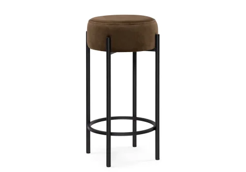 Барный стул Сайпл MR-7 / черный 552099 Woodville, коричневый/велюр, ножки/металл/чёрный, размеры - ****400*400