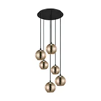 Светильник подвесной Lemorieta 39687 Eglo золотой 6 ламп, основание чёрное в стиле современный каскад шар