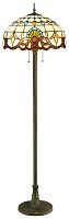Торшер Тиффани 830-805-02 Velante  разноцветный коричневый 2 лампы, основание бронзовое в стиле тиффани
