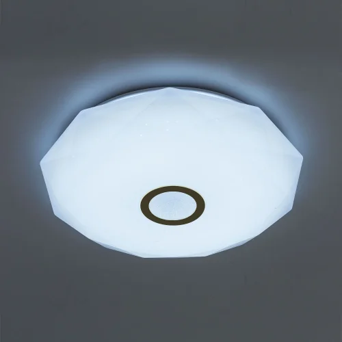 Светильник потолочный LED с пультом с Алисой Диамант Смарт CL713A60G Citilux белый 1 лампа, основание белое в стиле современный с пультом фото 2
